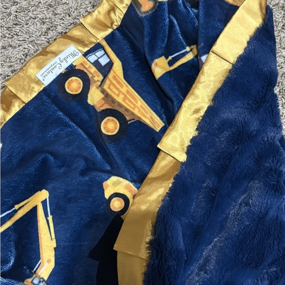 Minky Couture Blue and Gold Blanket - Picture 3 of 3